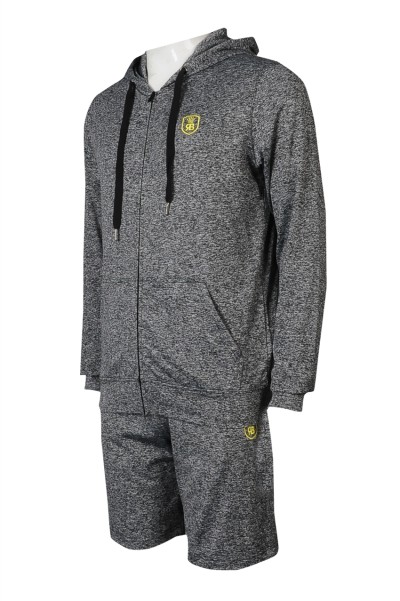 WTV172 Custom Sport Suit Men's Shorts Jacket with Hat Coarse Hat Rope Rubber Band Pant Head Sport Pant Manufacturer 45 degree